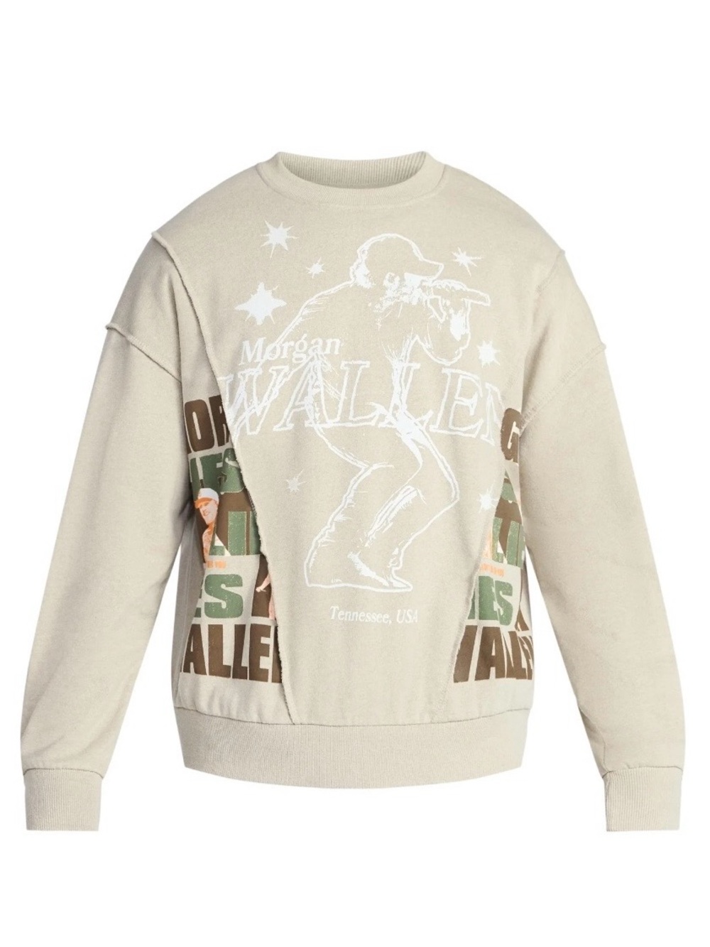 Morgan Wallen Beige Graphic Crewneck Sweatshirt